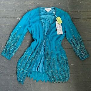 Blue gemstone beaded 2 pc vintage set